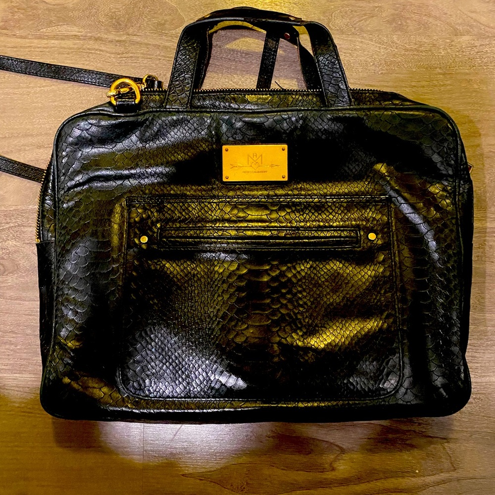 Rebecca Minkoff black leather laptop bag